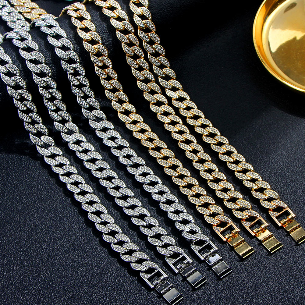 15mm Cuban Link Chains Necklace Fashion Hiphop Jewelry For Women Men Bling Iced Out  Full Rhinestone Rapper Necklaces Collar - RY MARKET PLACE