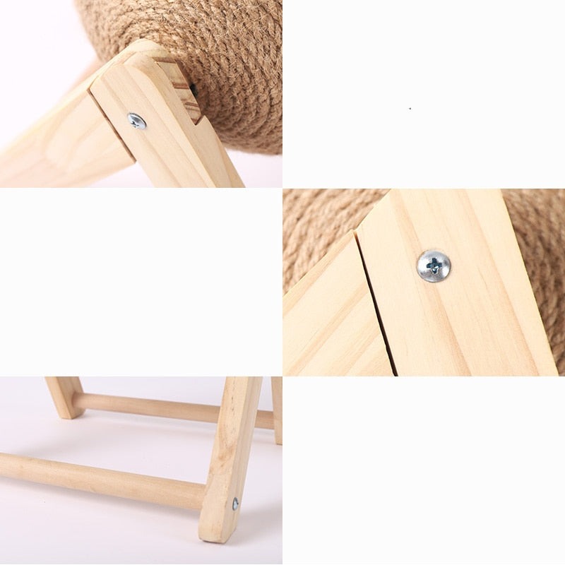 Cat Scratching Ball Wood Stand Pet Furniture Sisal Rope Ball Toy Kitten Climbing Scratcher Grinding Paws Scraper Toys For Cats - RY MARKET PLACE