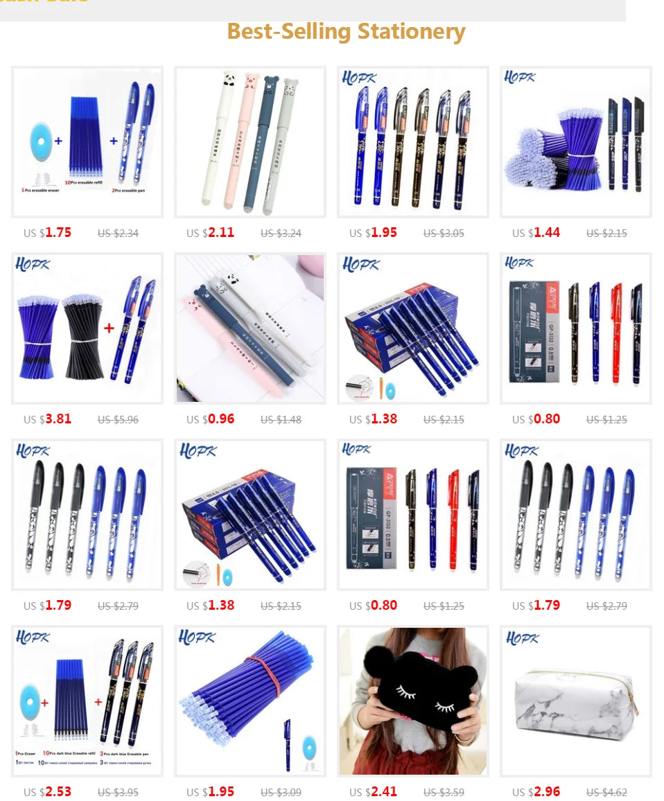 9pcs/Set Twin Tip Permanent Markers,  Black, Red,Blue Ink, 0.5mm-1mm pens for School Office Supplies Student Stationery