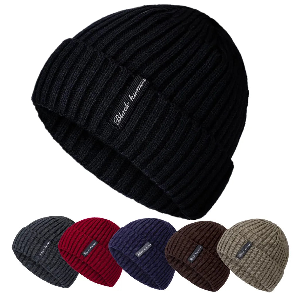 New Unisex Letter Warm Winter Hats Stylish Add Fur Lined Soft Beanie Cap Thick Winter Knitted Hats For Men & Women Dropshipping