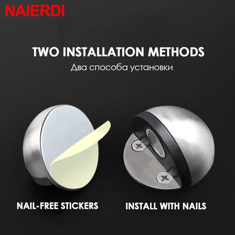 NAIERDI Magnetic Door Stops Rubber Stainless Steel Magnetic Nail-free Door Stopper,For Home,Kitchen,Bedroom Furniture Hardware