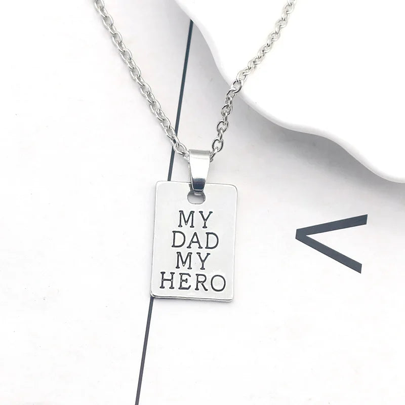 Hot Sale Father's Day Gifts My Dad My Hero Pendant Necklace Chains Father Daddy jewelry