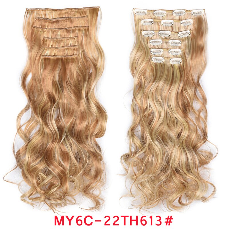 Clip In Hair Extension 20Inch 16 Clips Long Synthetic Hair Heat Resistant Hairpiece Natural Wavy Ombre Hair Piece 6Pcs/Set LIHUI - RY MARKET PLACE