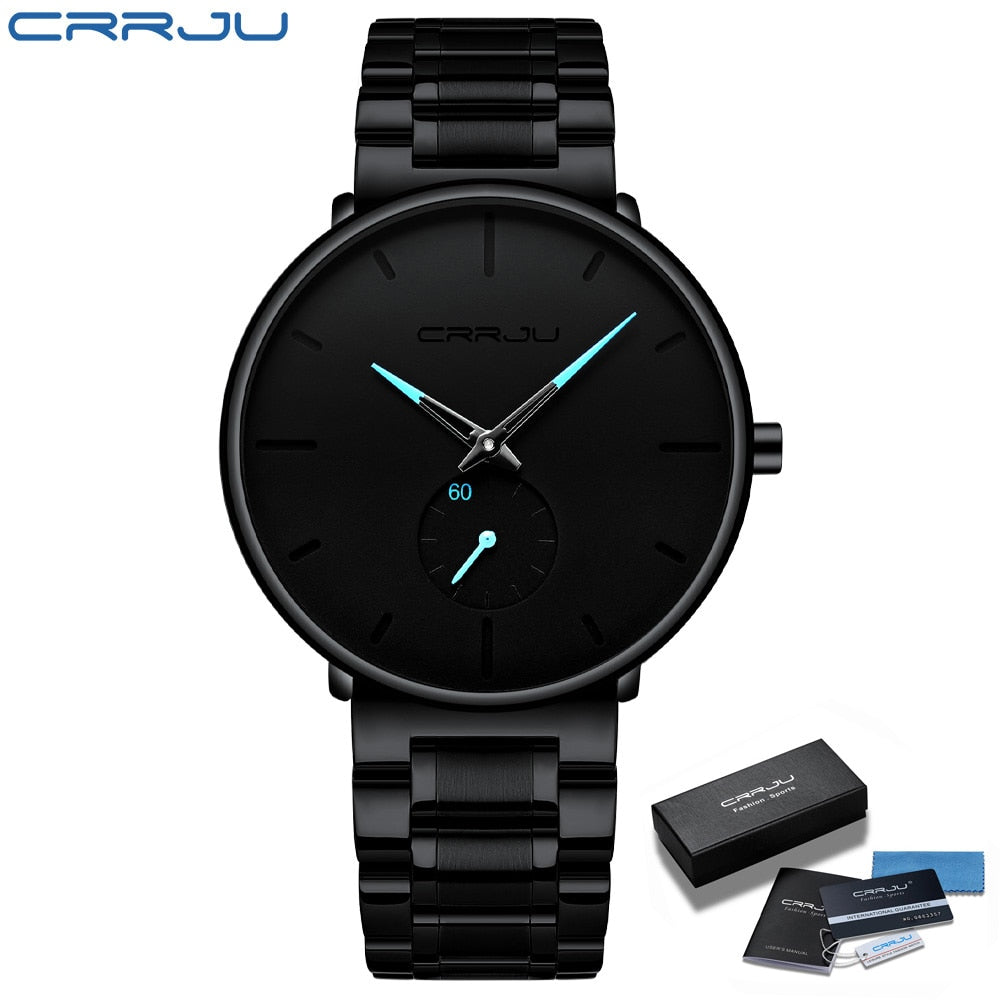 CRRJU Mens Watches Stainless Steel Men's Wrist Watch Casual Luxury Waterproof Sport Watch for Men Quartz Watch Relogio Masculino - RY MARKET PLACE