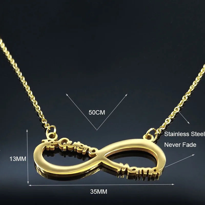 Infinite loop Te Quiero Mama Stainless Steel Necklace Spanish I Love You Mom Necklaces Jewerly joyas Mother's Day Gift N326S01