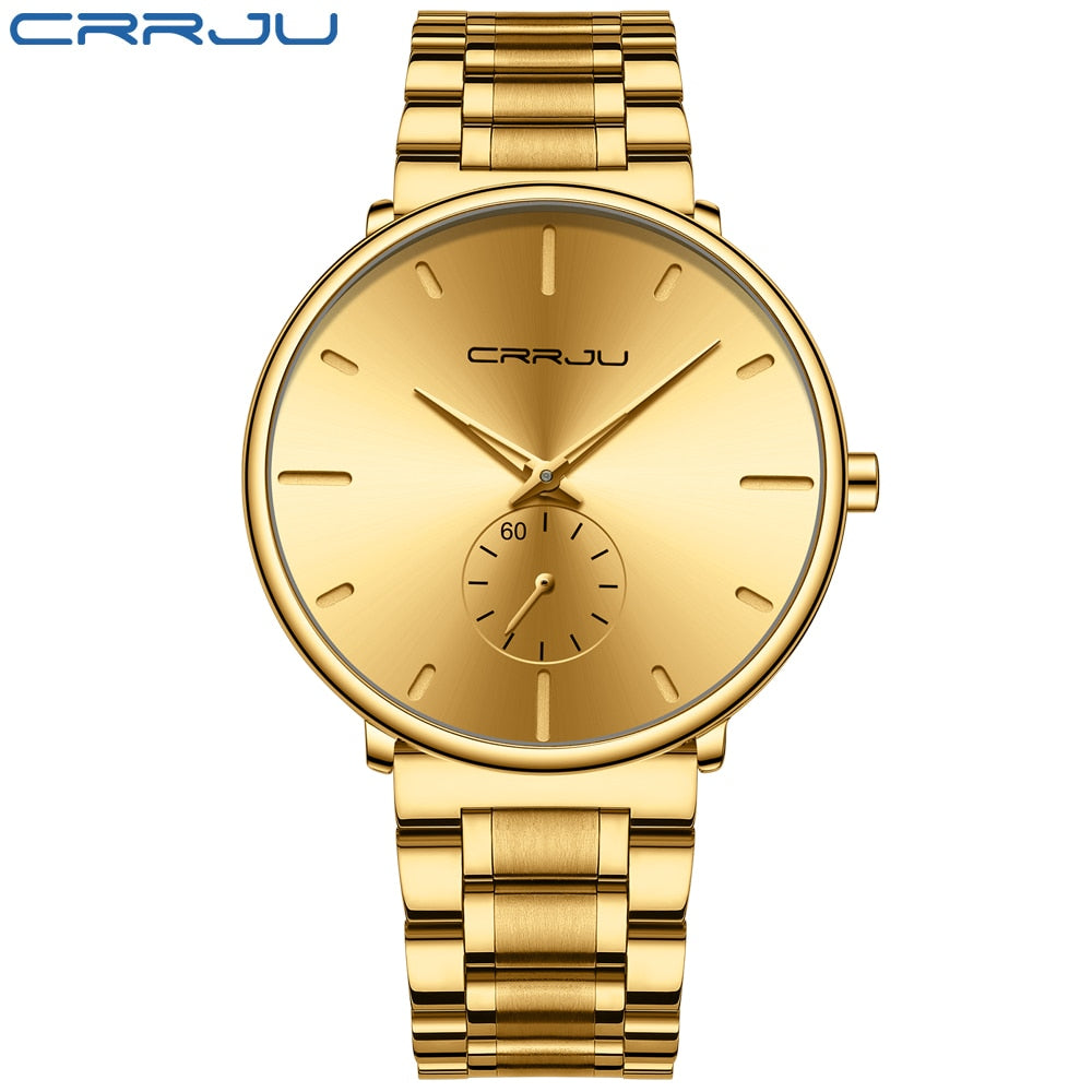 CRRJU Mens Watches Stainless Steel Men's Wrist Watch Casual Luxury Waterproof Sport Watch for Men Quartz Watch Relogio Masculino - RY MARKET PLACE