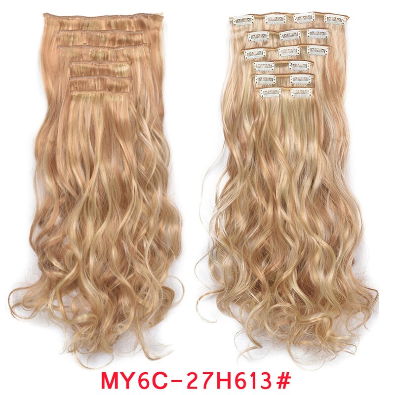 Clip In Hair Extension 20Inch 16 Clips Long Synthetic Hair Heat Resistant Hairpiece Natural Wavy Ombre Hair Piece 6Pcs/Set LIHUI - RY MARKET PLACE