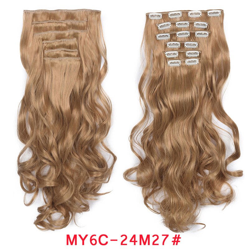 Clip In Hair Extension 20Inch 16 Clips Long Synthetic Hair Heat Resistant Hairpiece Natural Wavy Ombre Hair Piece 6Pcs/Set LIHUI - RY MARKET PLACE