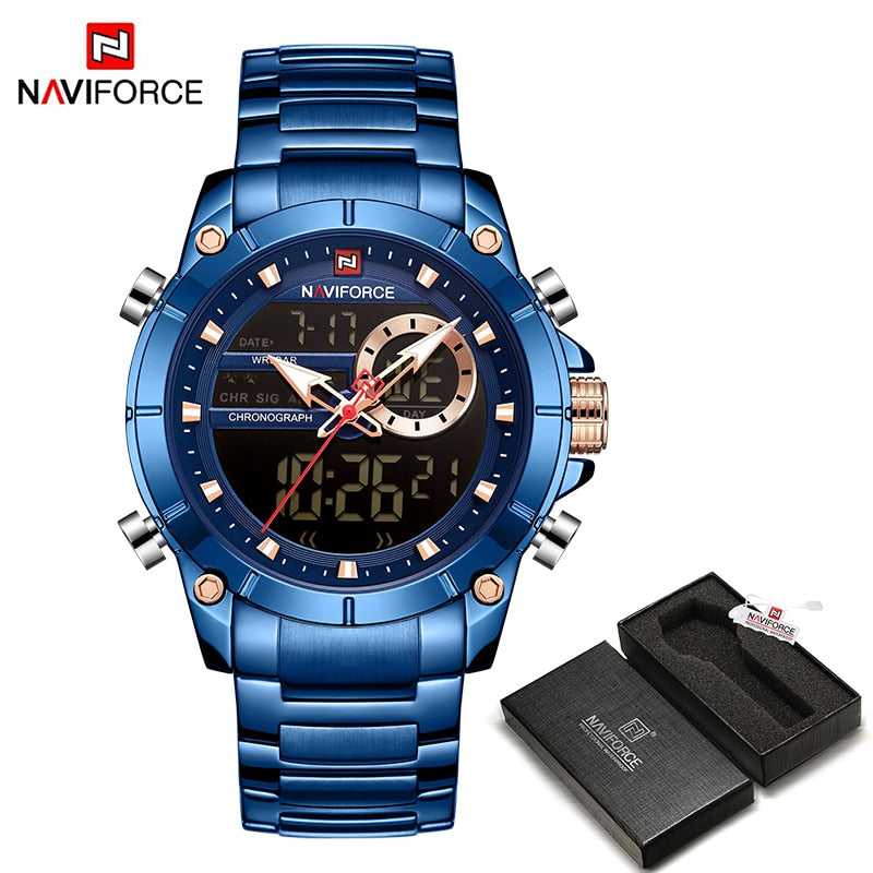 NAVIFORCE Luxury Original Sports Wrist Watch For Men Quartz Steel Waterproof Digital Fashion Watches Male Relogio Masculino 9163 - RY MARKET PLACE