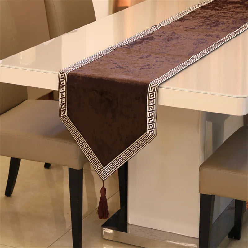 New Chinese simple tablecloth modern table black flag runner European velvet bed runner pure color table cloth