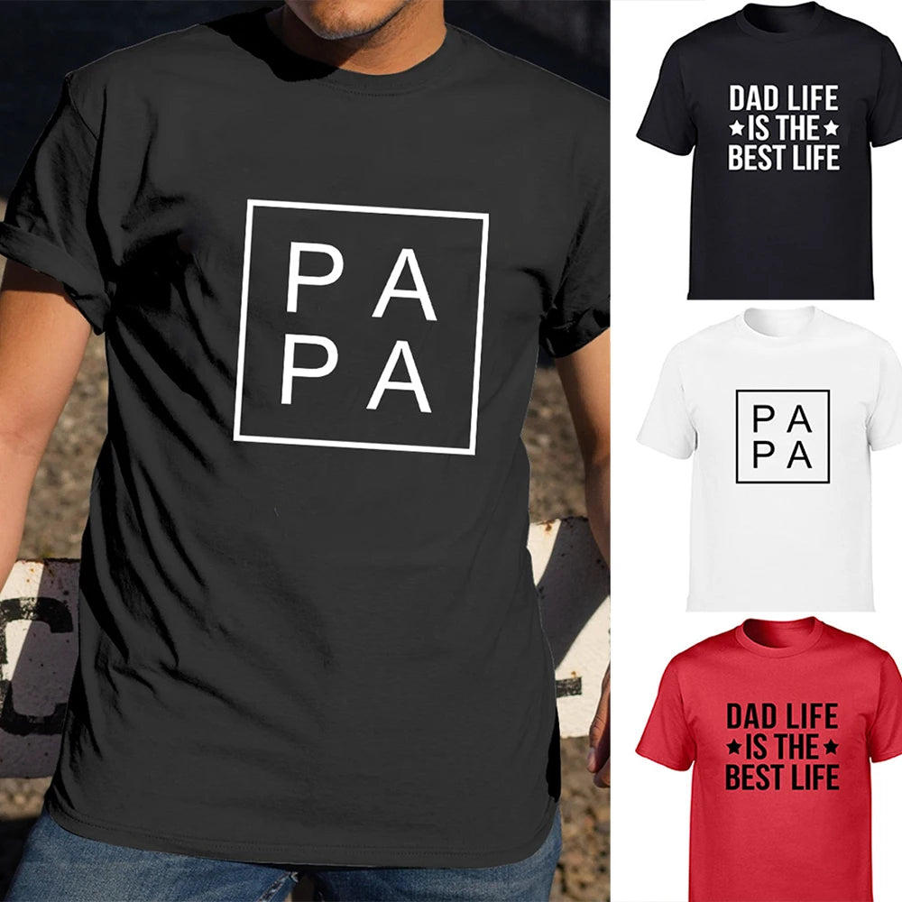 PAPA Square Dad Life Men's Harajuku Casual T Shirts Best Daddy Father's Day Gift Fashion Short Sleeve T-shirt Round Neck Clothes