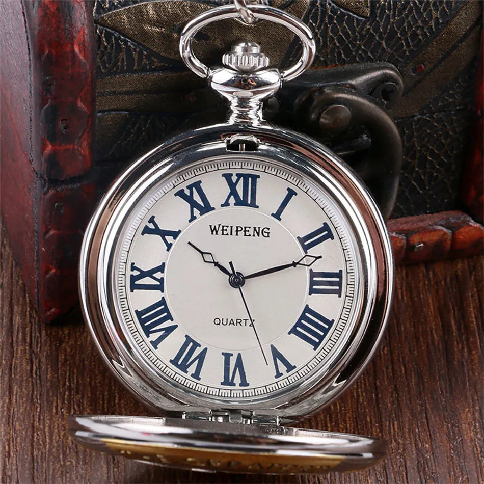 Father's Day Retro Watch Gifts The Greatest Dad Full Hunter Pendant Quartz Pocket Watch Roman Numerals Dial Antique Clock