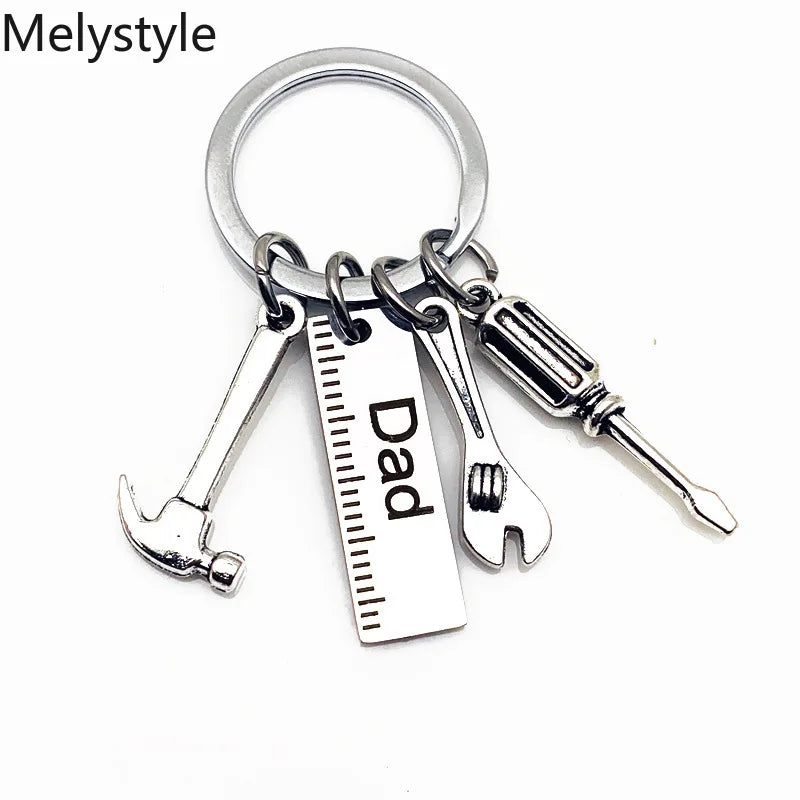 2019 Men Keyring Dad/Grandpa Stainless Steel keychain Fix-Tool Screwdriver Wrench Ruler Father's-Day Gift Key Chain Jewelry