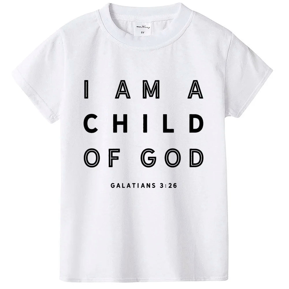 I Am A Child of God Baby & Kids T-Shirt Religious Toddler Shirt Christian Shirt Unisex Casual Short Sleeve Jesus T-shirt