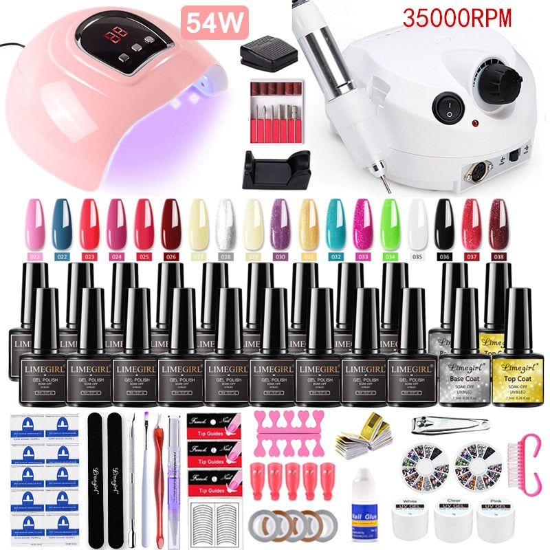 Manicure Set for Nail Extensions Gel Nail Polish Set Acrylic Kit Poly Nail Gel Set With UV LED Nail Lamp Gel Kits Nail Tools Set - RY MARKET PLACE