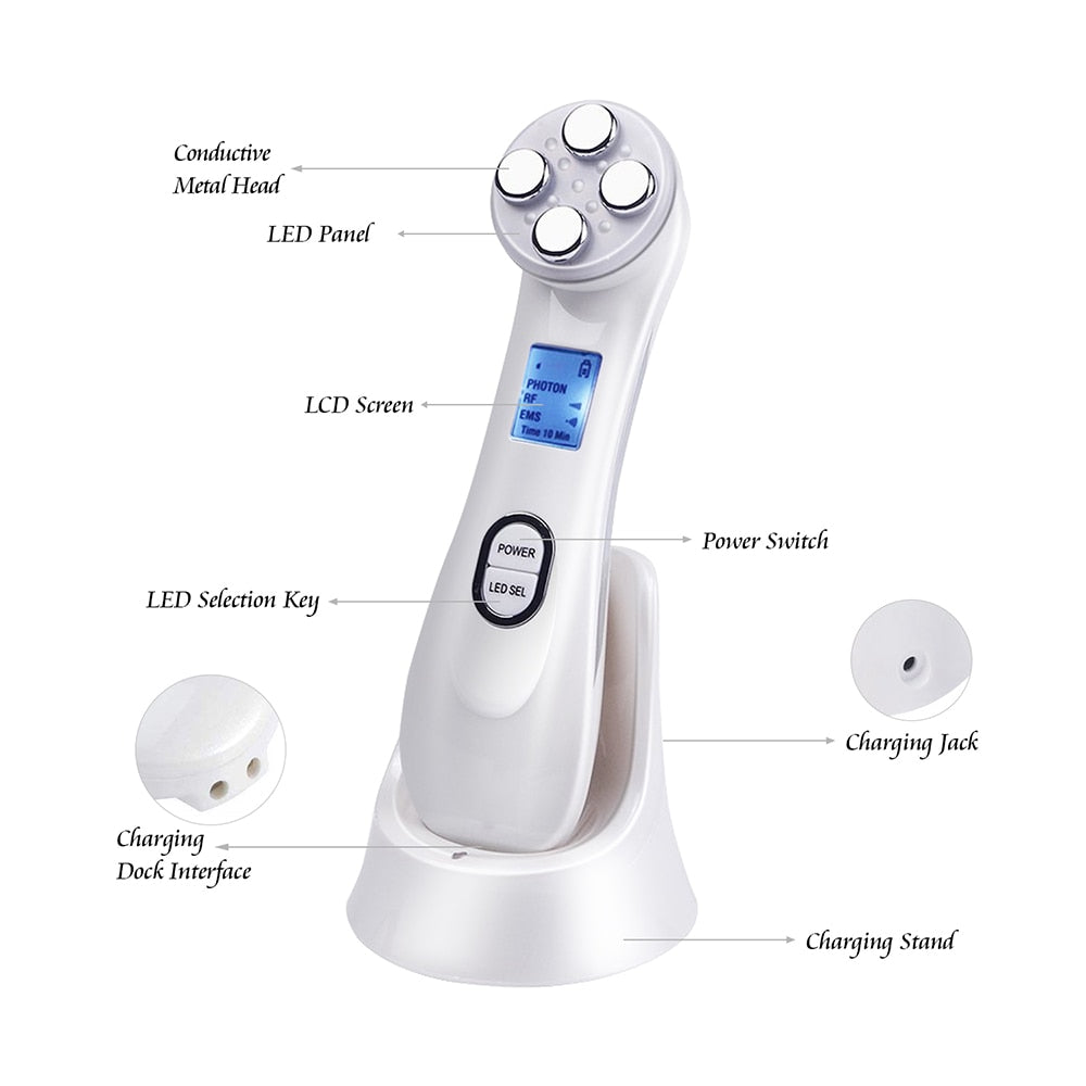 5 in 1 Mesotherapy Electroporation RF Radio Frequency Facial Beauty Device Face Lifting Face Care Skin Tightening Rejuvenation - RY MARKET PLACE