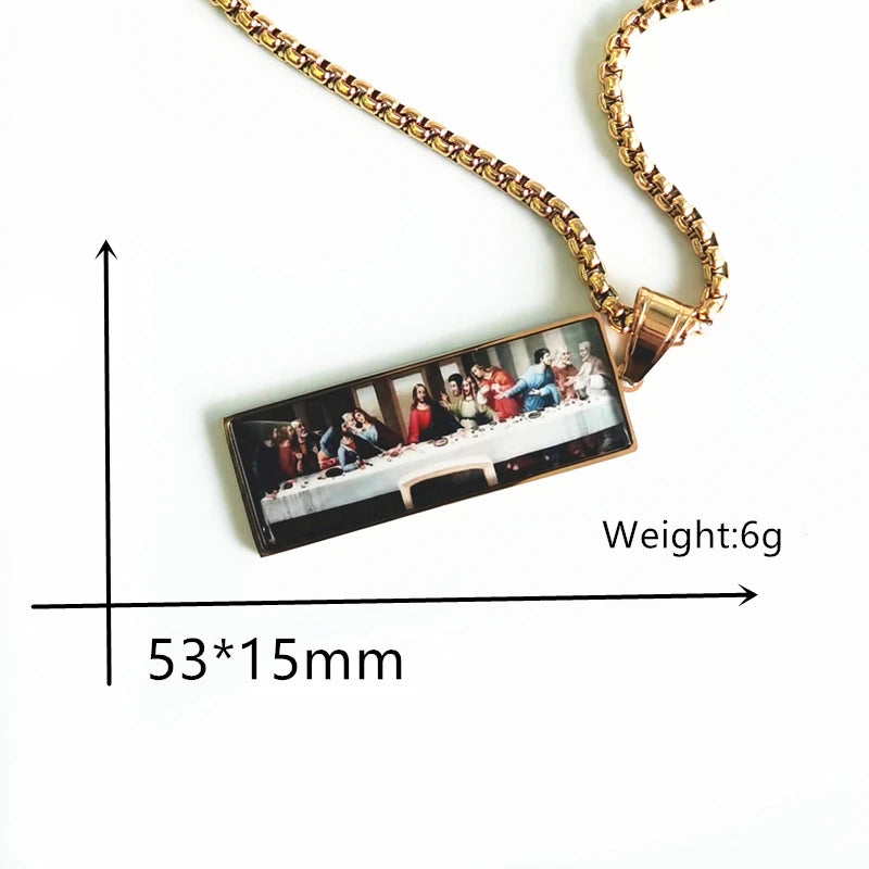 New model Last Supper Pendant Jesus Gold Silver color Charm Necklace Fashion For Men Father's Day Gift Hip Hop Jewelry