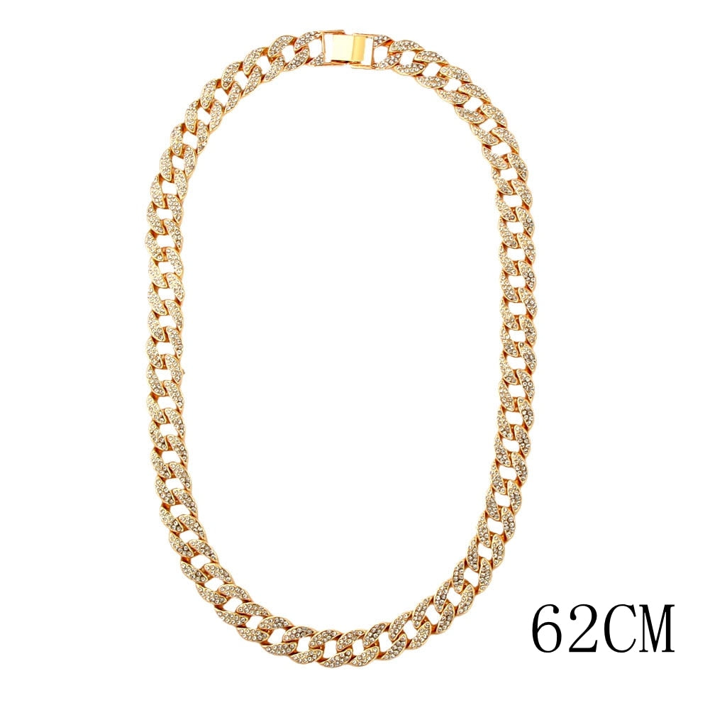 15mm Cuban Link Chains Necklace Fashion Hiphop Jewelry For Women Men Bling Iced Out  Full Rhinestone Rapper Necklaces Collar - RY MARKET PLACE