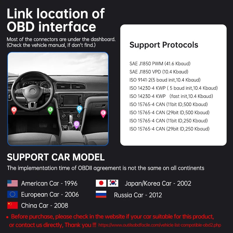 KUULAA ELM327 V1.5 OBD2 Scanner Bluetooth 4.0 OBD 2 Car Diagnostic Tool for IOS Android PC ELM 327 Scanner OBDII Reader