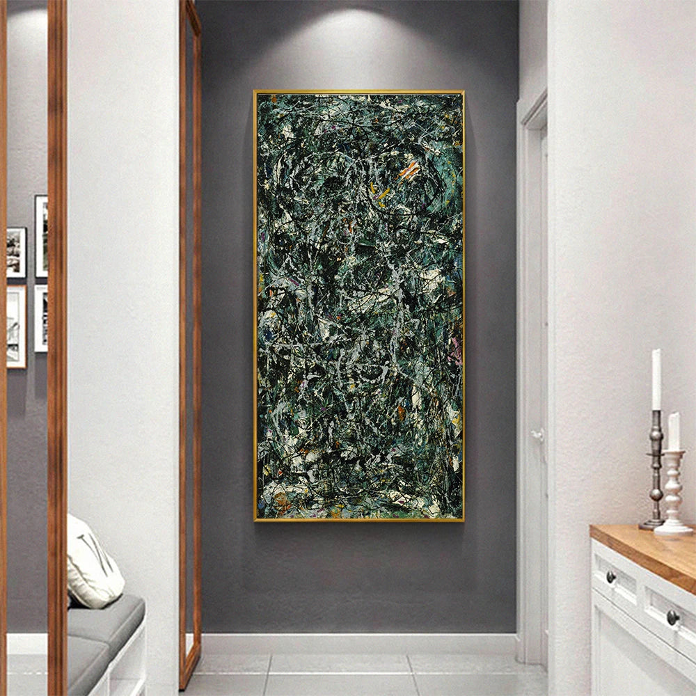 Citon Canvas oil painting Jackson Pollock《Full Fathom Five》Artwork Poster Picture Modern Wall decor Home Living room Decoration