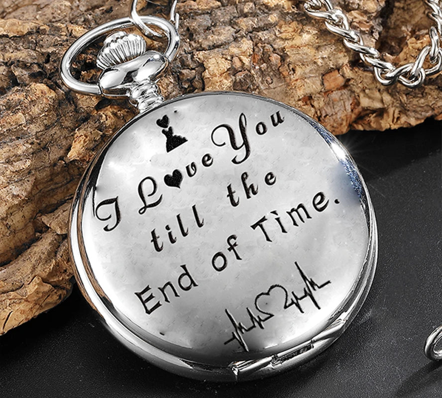 I LOVE YOU FOREVER Pocket Watch for Kids Children Mother Father DAD Fathers Day Daughter Laser Engrave Quartz Fob Chain Gift