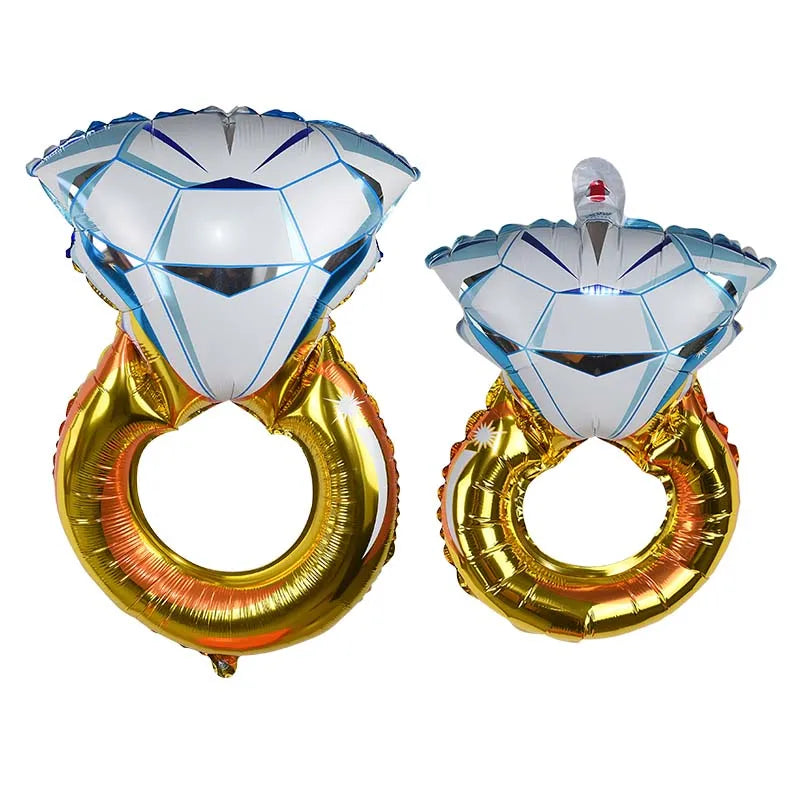 1pc Diamond Ring Foil Balloon Golden Crown Aluminum Foil Balloons for Valentine Wedding Party Arrangement Anniversary Decoration