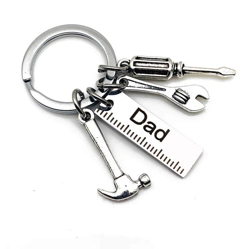 Metal Dad Letters Keychains Creative Hammer Screwdriver Wrench Keyring Handbag Decor Tassel Hanging Pendant Father's Day Gifts