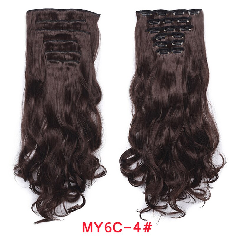 Clip In Hair Extension 20Inch 16 Clips Long Synthetic Hair Heat Resistant Hairpiece Natural Wavy Ombre Hair Piece 6Pcs/Set LIHUI - RY MARKET PLACE