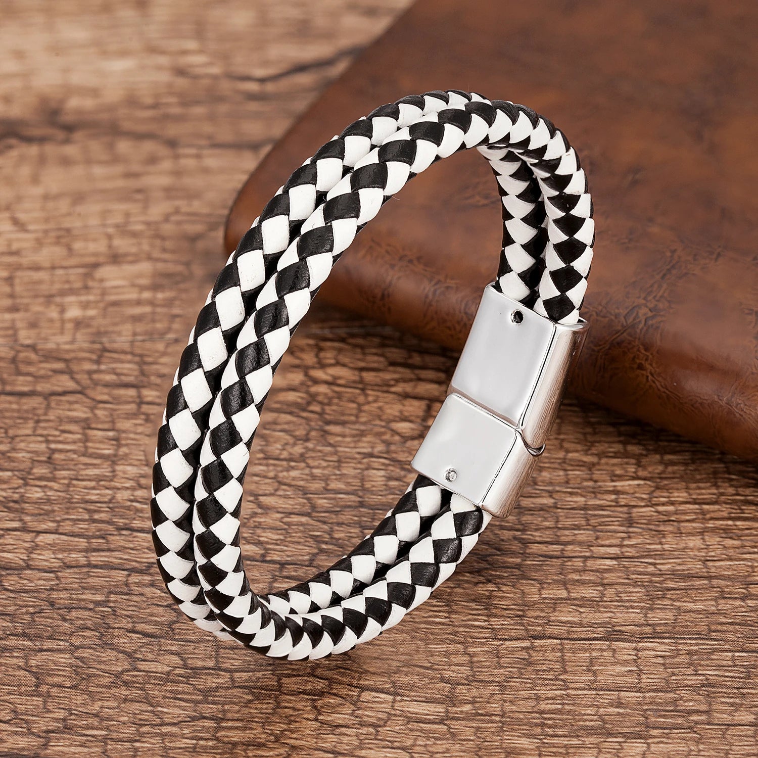 9 Style High Quality Men Bracelet Multilayer Genuine Leather Bracelets Charm White Black Metal Magnetic Clasp Male Jewelry Gifts