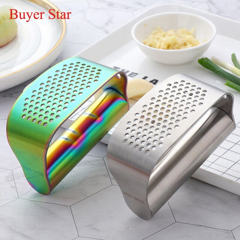 2 in1 Gold Stainless Steel Garlic Press Rolling Crusher Tools Kitchen Gadget Metal Bottle opener triturador de alho чеснокодавка - RY MARKET PLACE