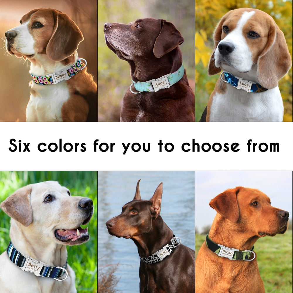 Dog Collar Personalized Nylon Pet Dog Tag Collar Custom Puppy Cat Nameplate ID Collars Adjustable For Medium Large Dogs Engraved - RY MARKET PLACE