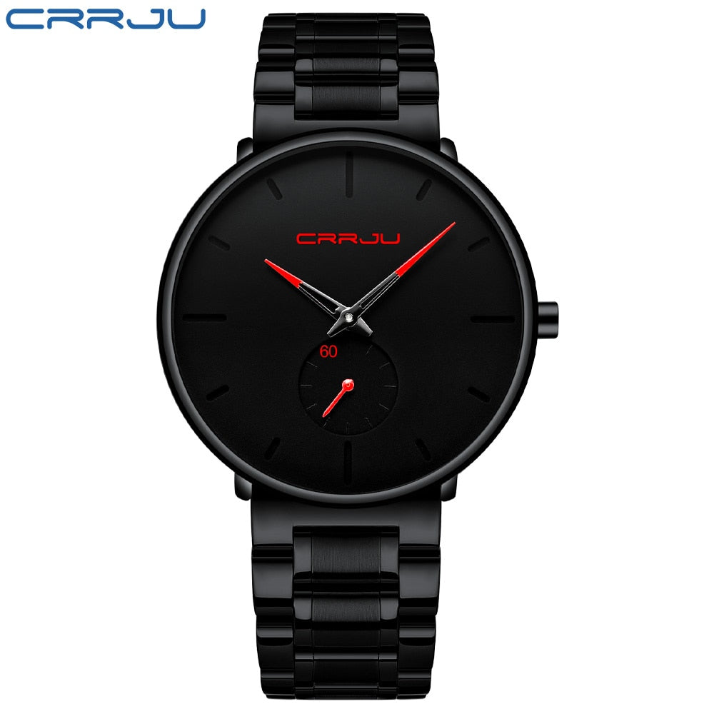 CRRJU Mens Watches Stainless Steel Men's Wrist Watch Casual Luxury Waterproof Sport Watch for Men Quartz Watch Relogio Masculino - RY MARKET PLACE