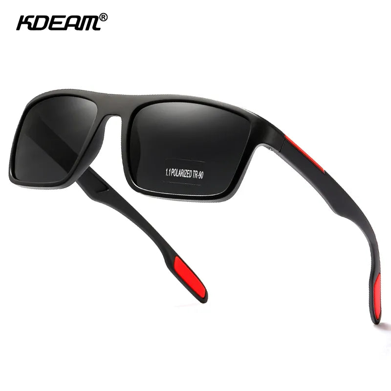 KDEAM Rectangular Ultra Light Sunglasses Men Polarized TAC 1.1mm Thickness Lens Driving Sun Glasses Women Sports Cat.3