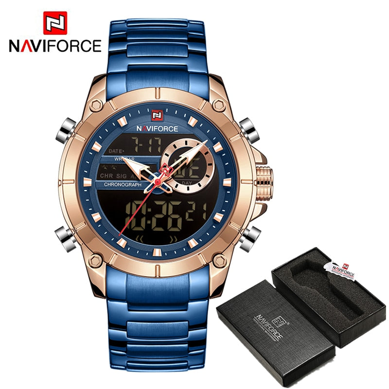 NAVIFORCE Luxury Original Sports Wrist Watch For Men Quartz Steel Waterproof Digital Fashion Watches Male Relogio Masculino 9163 - RY MARKET PLACE