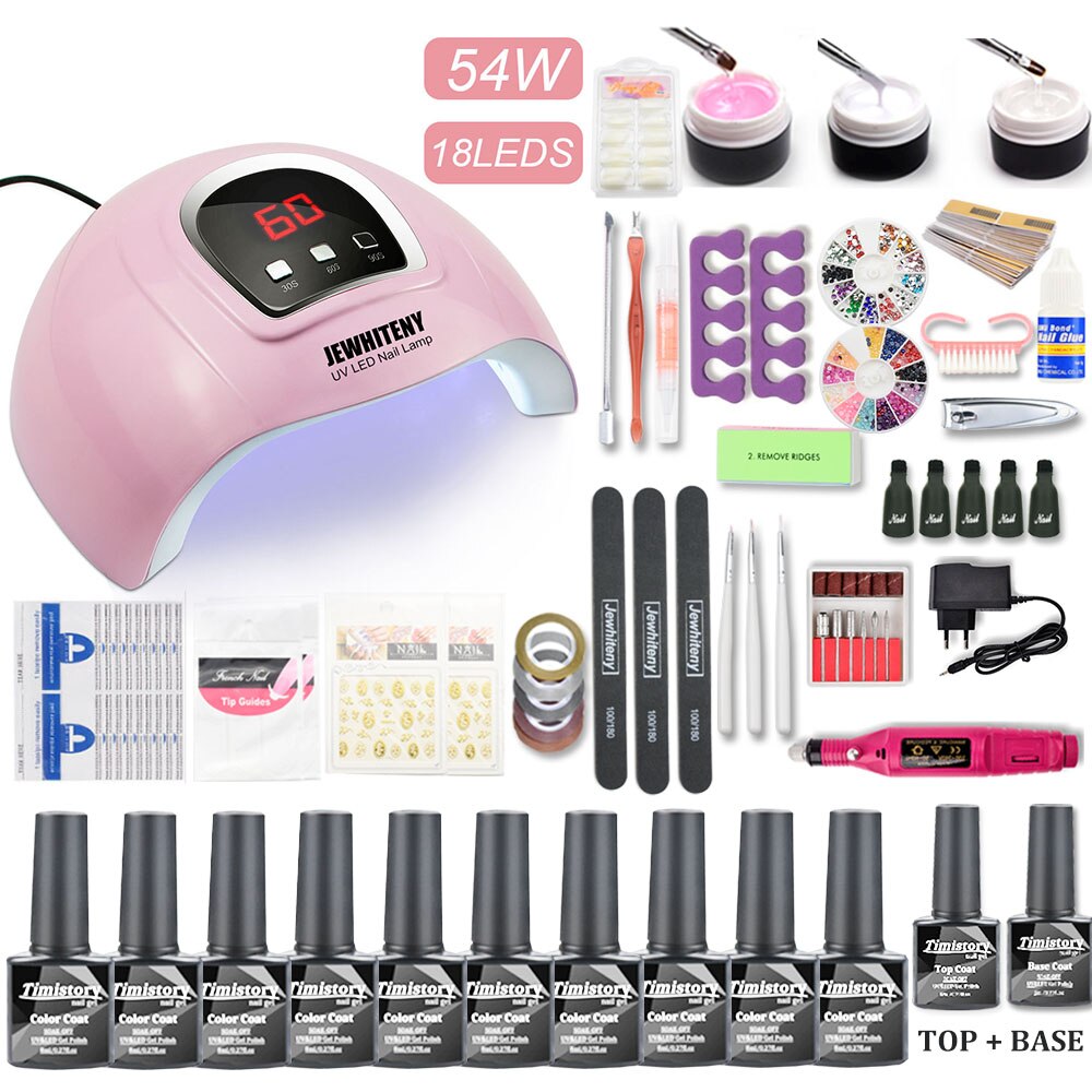 Manicure Nail Set 30/20/10 gel Nail Polish Set Kit 120W UV LAMP Set Electric Nail Drill Nail Art Manicure Set Nail Extension Kit - RY MARKET PLACE