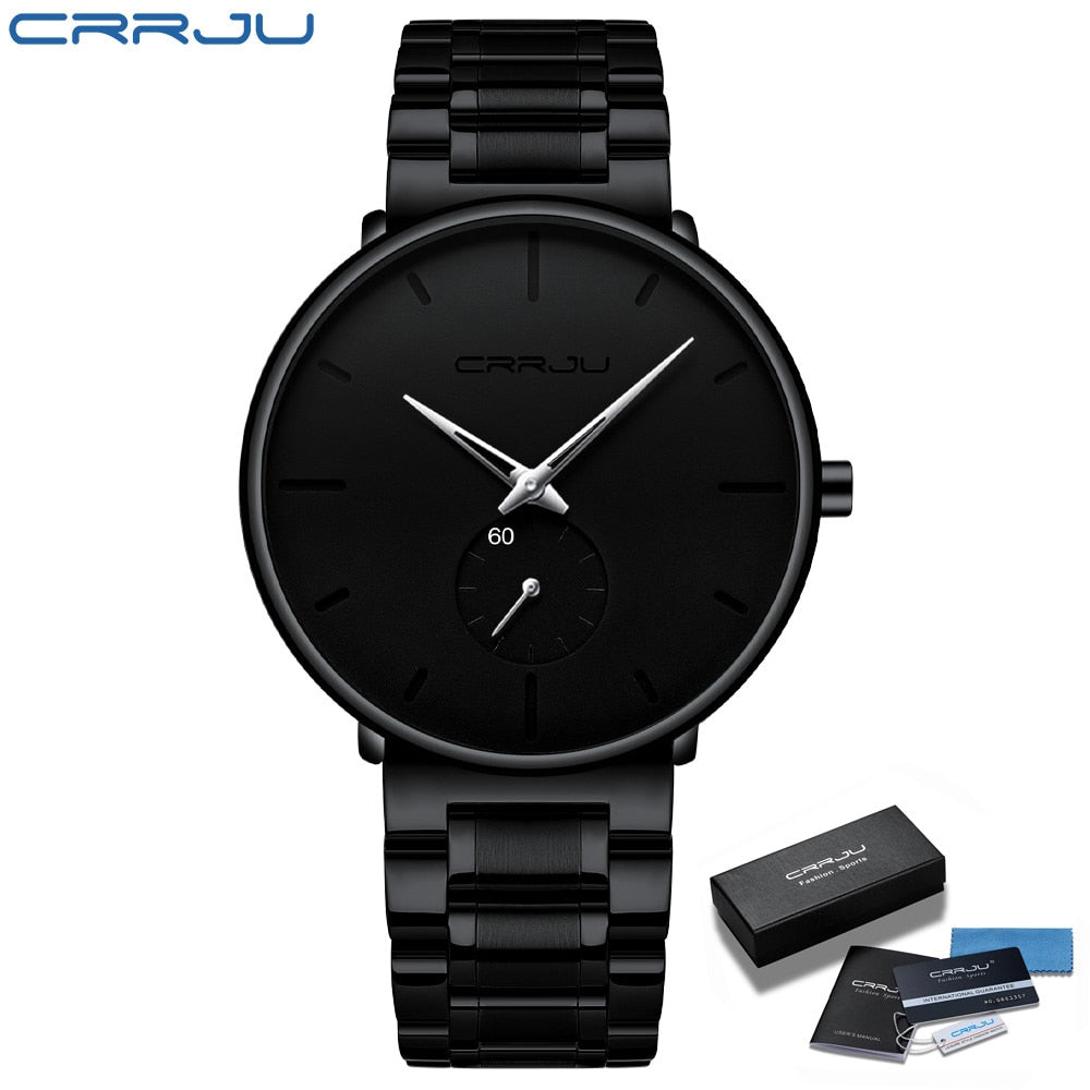 CRRJU Mens Watches Stainless Steel Men's Wrist Watch Casual Luxury Waterproof Sport Watch for Men Quartz Watch Relogio Masculino - RY MARKET PLACE