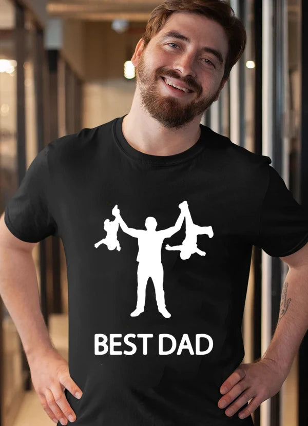 Best Dad Print Men's Funny T Shirt Father's Day Gift Short Sleeve Summer T-shirt Fashion Graphic Tees Men Casual Tops Streetwear