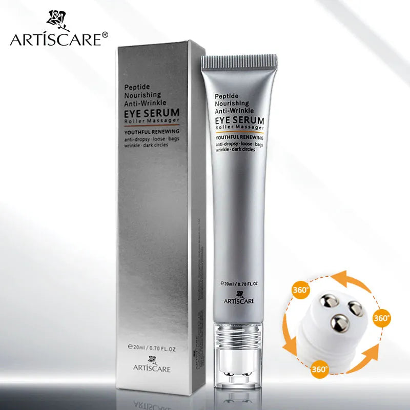 ARTISCARE Anti Dark Circles Eye Serum Peptide Anti Wrinkles Eye Bags Hyaluronic Acid Cream Roller Massager Eye Care