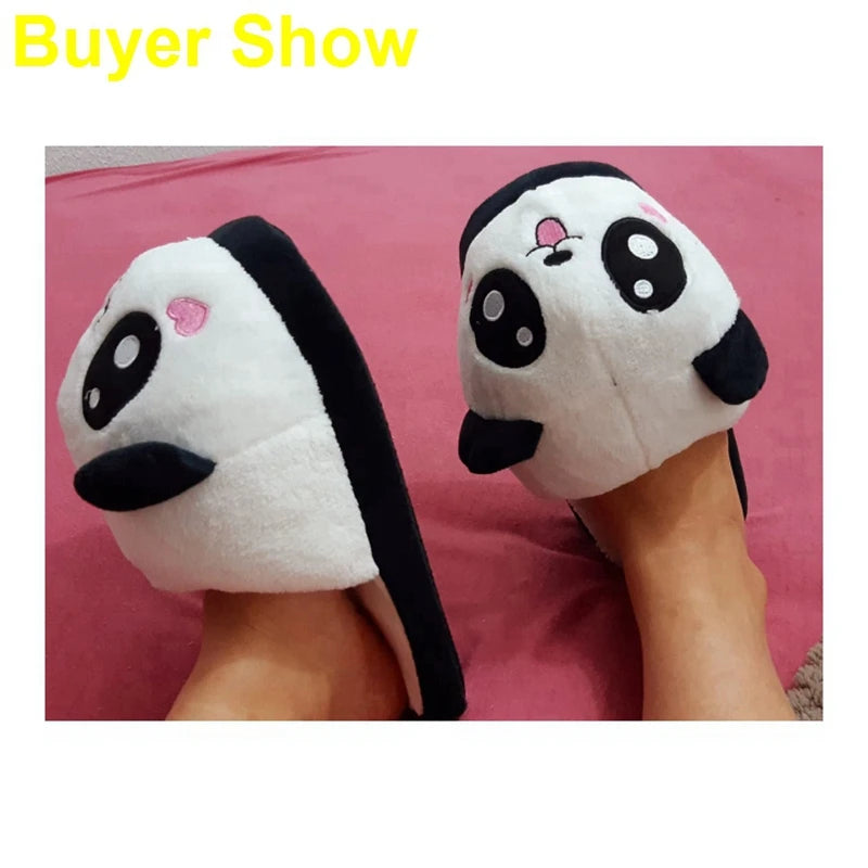 SIMLOVEYO Winter Indoor Panda Slippers Flat Furry Home Cartoon Women Slides unisex Couple Animal Warm Non-slip Shoes T389b