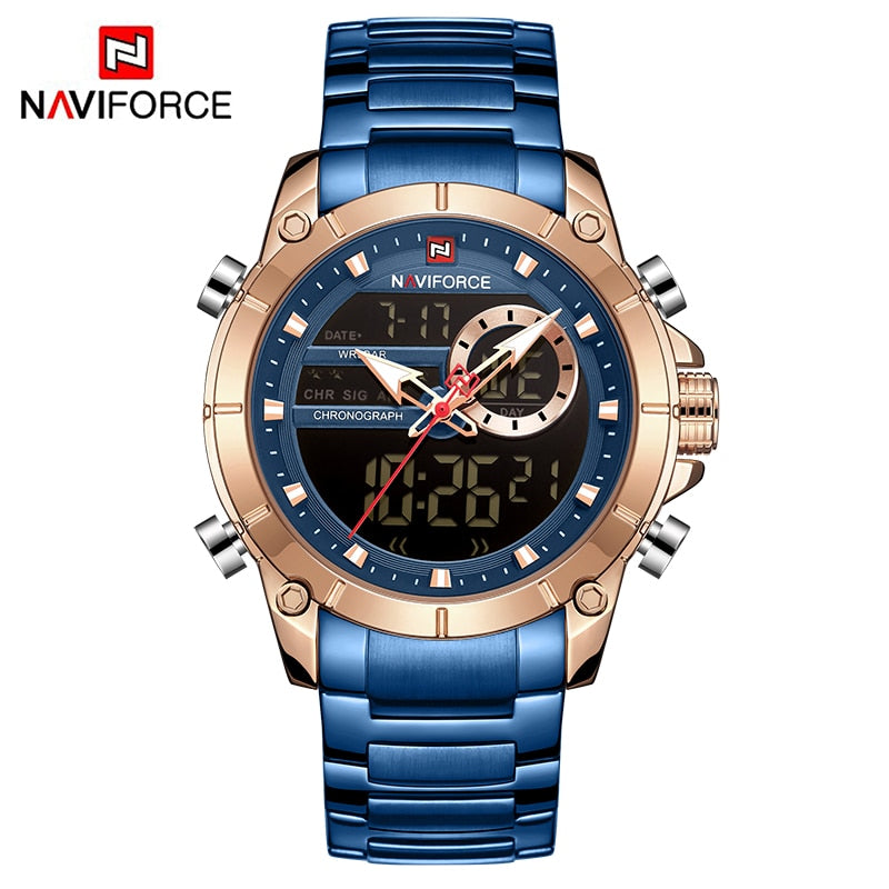 NAVIFORCE Luxury Original Sports Wrist Watch For Men Quartz Steel Waterproof Digital Fashion Watches Male Relogio Masculino 9163 - RY MARKET PLACE