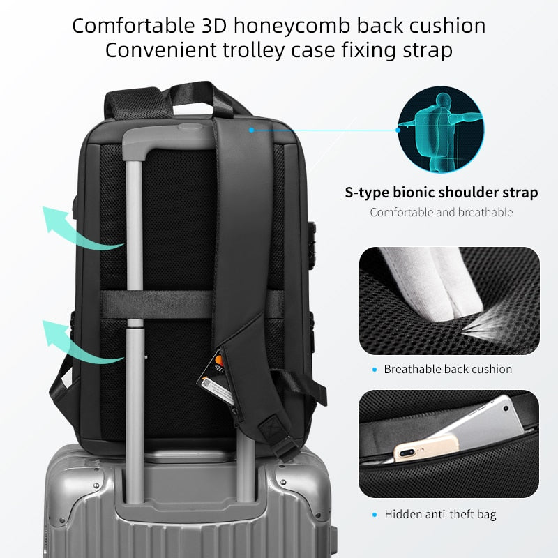 Fenruien Brand Laptop Backpack Anti-theft Waterproof School Backpacks USB Charging Men Business Travel Bag Backpack New Design - RY MARKET PLACE