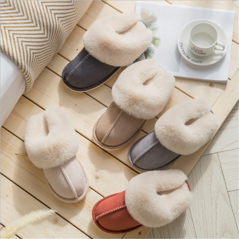 JIANBUDAN Plush warm Home flat slippers Lightweight soft comfortable winter slippers Women's cotton shoes Indoor plush slippers - RY MARKET PLACE