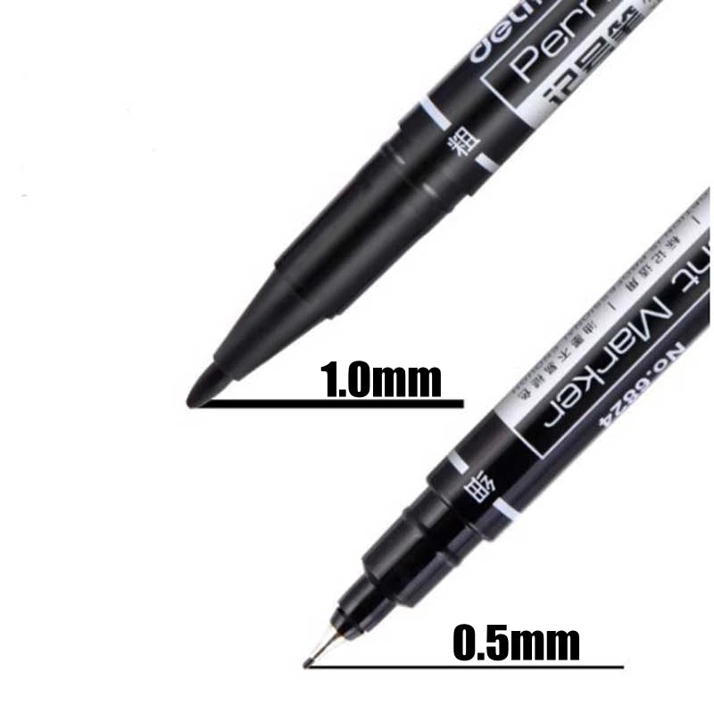 9pcs/Set Twin Tip Permanent Markers,  Black, Red,Blue Ink, 0.5mm-1mm pens for School Office Supplies Student Stationery