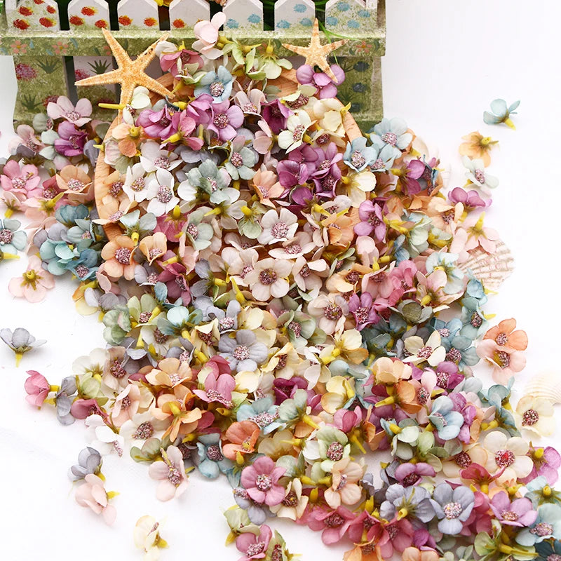 50/100pcs Multicolor Daisy Flower Head Mini Silk Artificial Flower For Wedding Engagement Party Home Decor DIY Garland Headdress