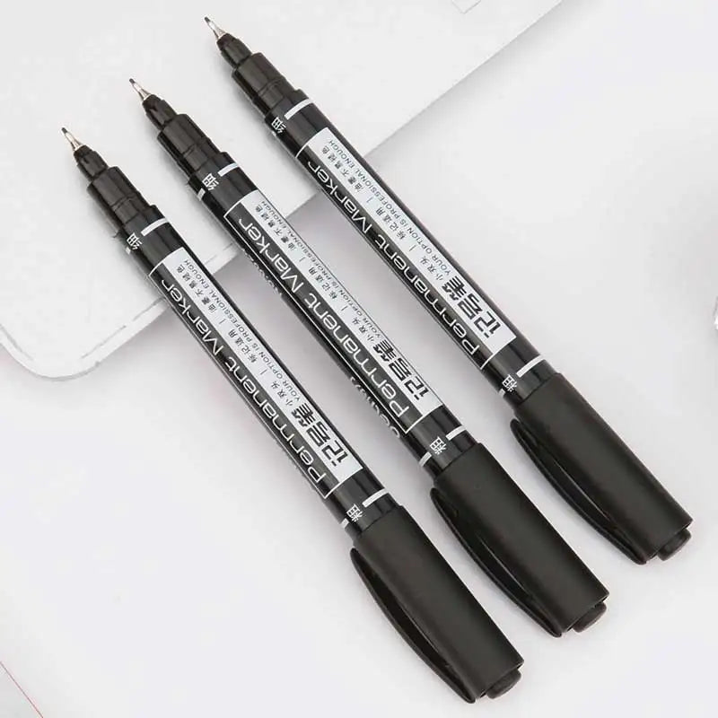 9pcs/Set Twin Tip Permanent Markers,  Black, Red,Blue Ink, 0.5mm-1mm pens for School Office Supplies Student Stationery