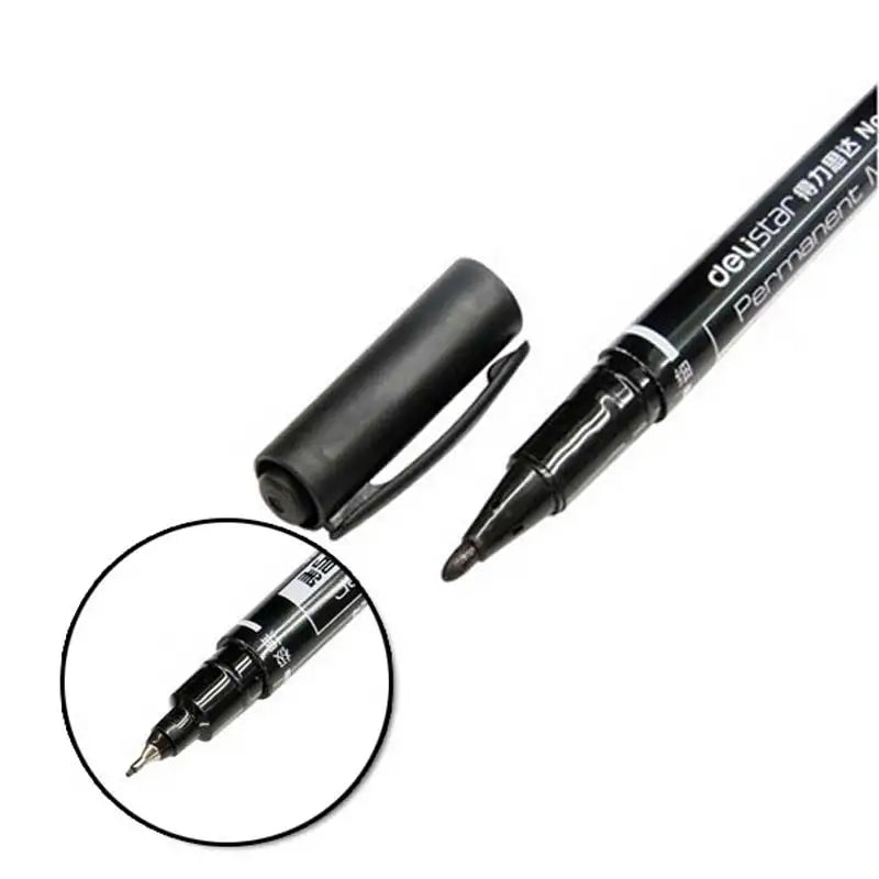 9pcs/Set Twin Tip Permanent Markers,  Black, Red,Blue Ink, 0.5mm-1mm pens for School Office Supplies Student Stationery