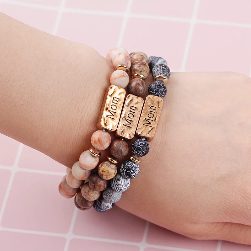 colorful nature stone bracelet love mom dad forever bracelets for parents patience mother resilience chain strong daddy jewelry