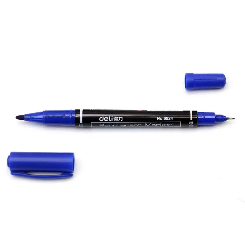 9pcs/Set Twin Tip Permanent Markers,  Black, Red,Blue Ink, 0.5mm-1mm pens for School Office Supplies Student Stationery