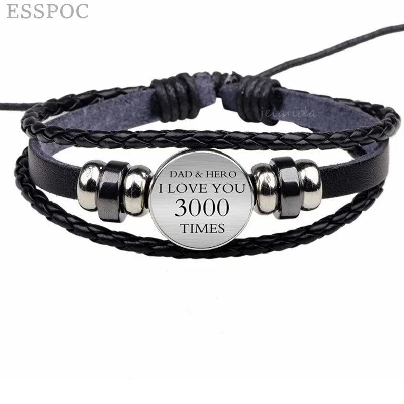 Father's Day Gift Top Quality bracelet I LOVE YOU 3000 Leather Bracelet Father Daughter Gifts Fine Jewelry Accessories