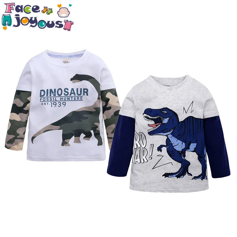 Children Boys Girls Clothing Toddler Kids Long Sleeves T-shirts For Girls Boys Tops Tees Baby Dinosaur T Shirt Casual Clothes